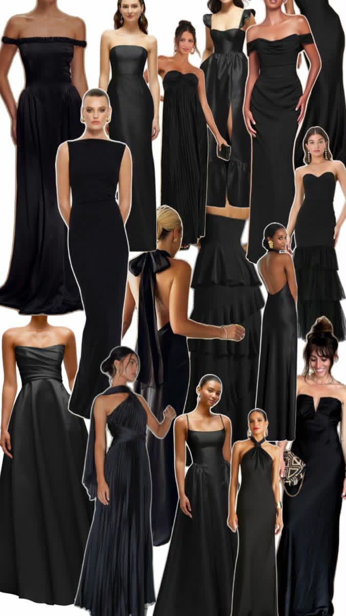 Selection of elegant black evening gowns